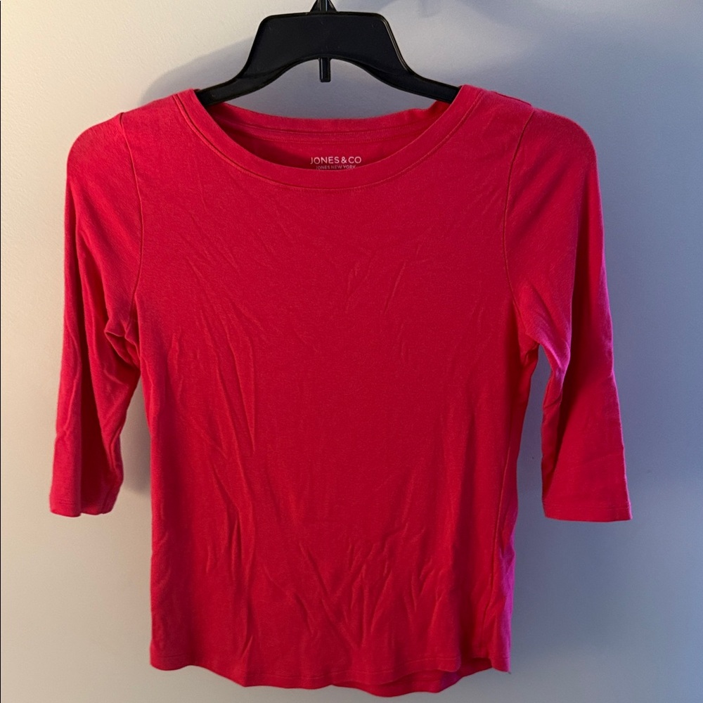 Jones New York Hot Pink 3/4 sleeve Top